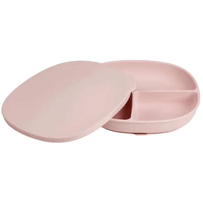 b.box for kids Assiette Compartimentée à Ventouse et Couvercle - Blush