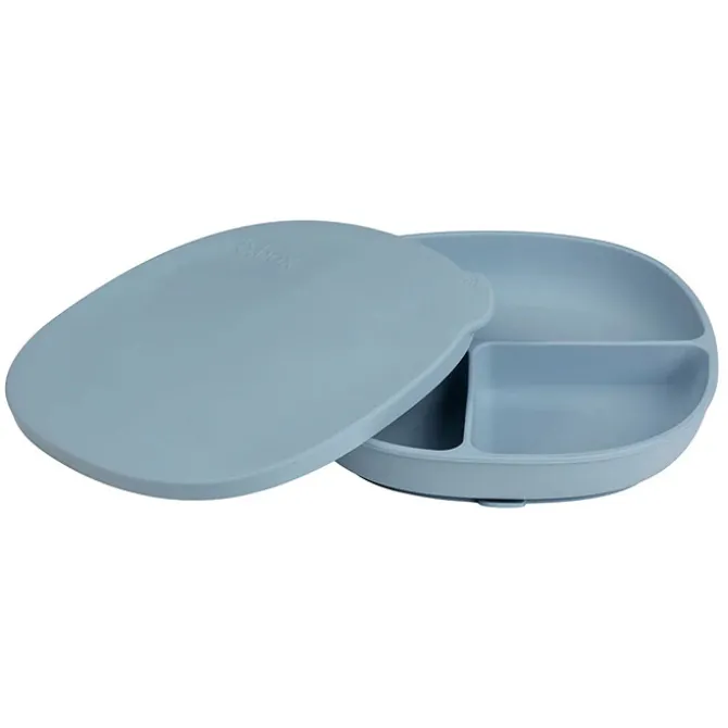 b.box for kids Assiette Compartimentée à Ventouse et Couvercle - Ocean