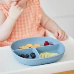 b.box for kids Assiette Compartimentée à Ventouse et Couvercle - Ocean