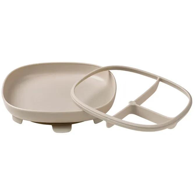 b.box for kids Assiette Compartimentée à Ventouse 2-en-1 - Latte