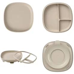 b.box for kids Assiette Compartimentée à Ventouse 2-en-1 - Latte