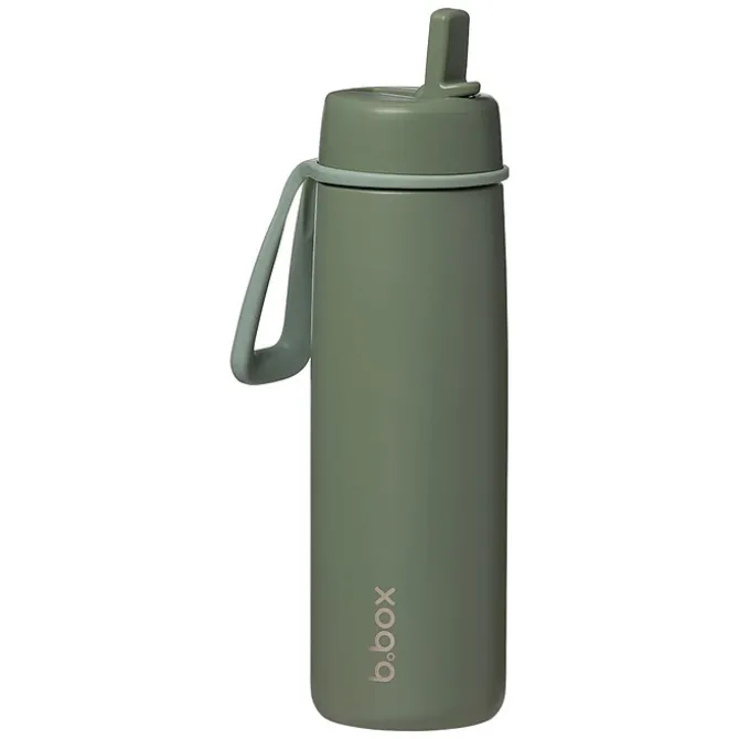 b.box for kids Gourde Isotherme avec Paille Flip Top Olive - 690 ml