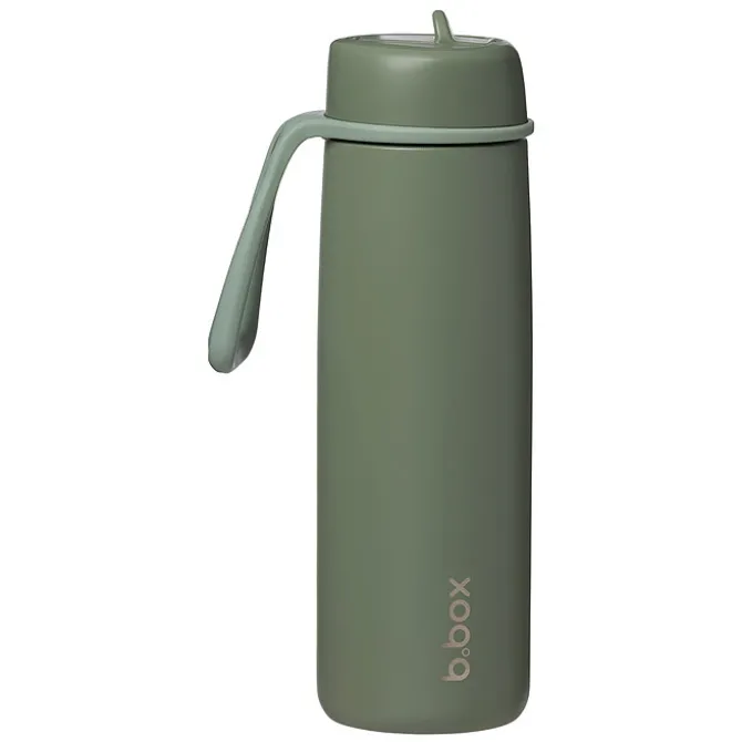 b.box for kids Gourde Isotherme avec Paille Flip Top Olive - 690 ml