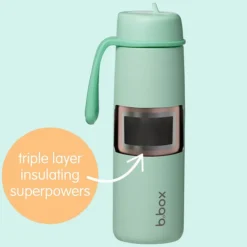 b.box for kids Gourde Isotherme avec Paille Flip Top Olive - 690 ml