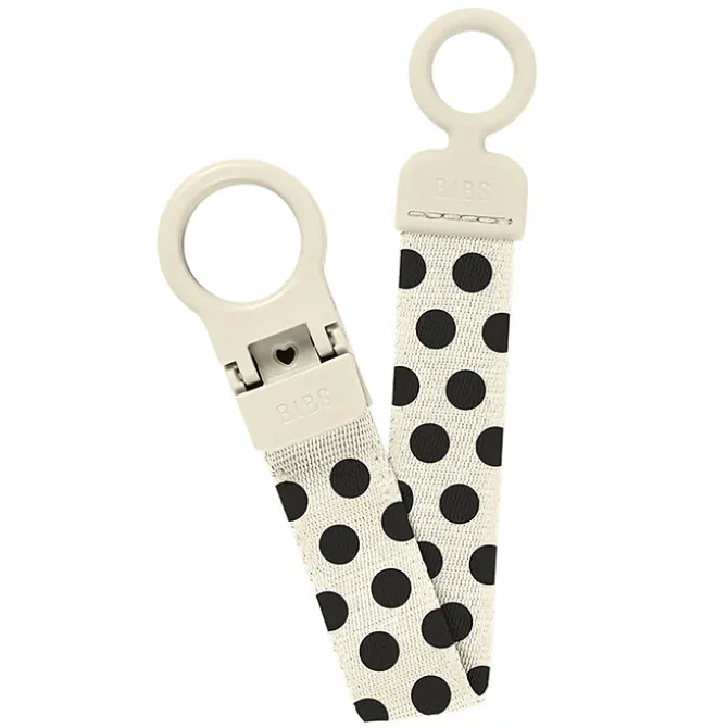 Bibs Attache Sucette Loop Polka - Ivory & Black