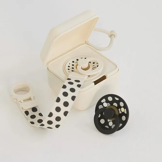 Bibs Boîte à Sucettes Polka - Ivory & Black