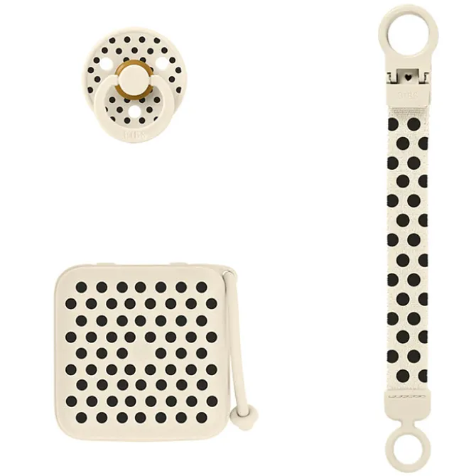 Bibs Coffret Cadeau Soothe & Go Polka - Ivory & Black