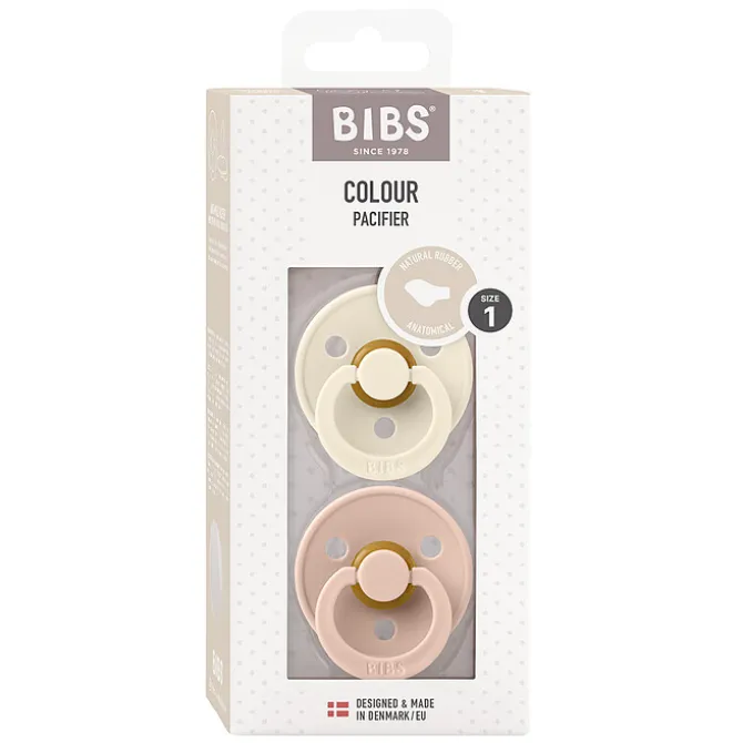 Bibs Lot de 2 Sucettes Anatomiques Colour Ivory & Blush - 0/6 Mois