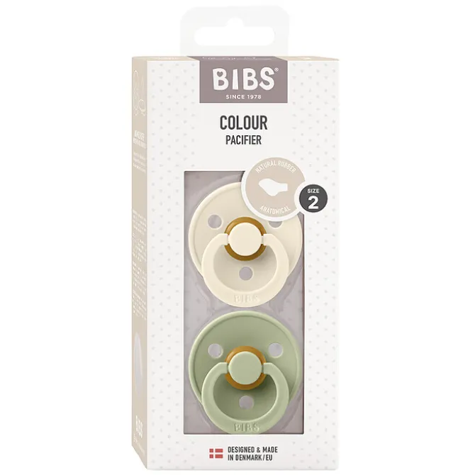 Bibs Lot de 2 Sucettes Anatomiques Colour Ivory & Sage - 6/18 Mois
