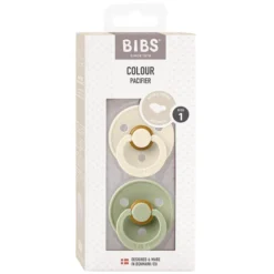 Bibs Lot de 2 Sucettes Anatomiques Colour Ivory & Sage - 0/6 Mois