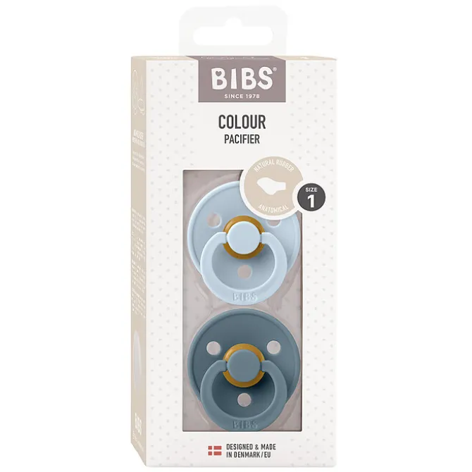 Bibs Lot de 2 Sucettes Anatomiques Colour Baby Blue & Petrol - 0/6 Mois