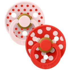 Bibs Lot de 2 Sucettes Rondes Bibs Studio Polka Blossom & Candy Apple - 6/18 Mois
