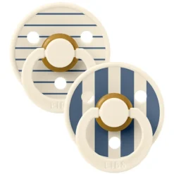 Bibs Lot de 2 Sucettes Rondes Bibs Studio Pin Steel Blue - 6/18 Mois