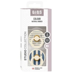 Bibs Lot de 2 Sucettes Rondes Bibs Studio Pin Steel Blue - 6/18 Mois
