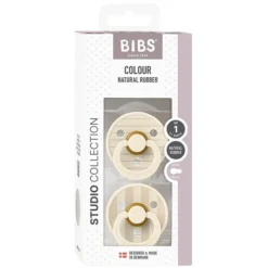 Bibs Lot de 2 Sucettes Rondes Bibs Studio Pin Ivory Vanilla Mix - 0/6 Mois