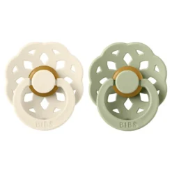 Bibs Lot de 2 Sucettes Rondes Boheme Ivory & Sage - 6/18 Mois