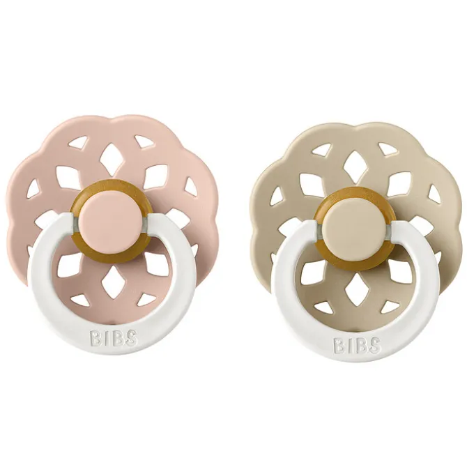 Bibs Lot de 2 Sucettes Rondes Boheme Glow Blush & Vanilla - 0/6 Mois