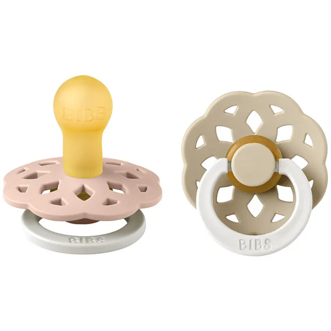 Bibs Lot de 2 Sucettes Rondes Boheme Glow Blush & Vanilla - 0/6 Mois