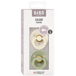Bibs Lot de 2 Sucettes Rondes Colour Ivory & Sage - 18 Mois +