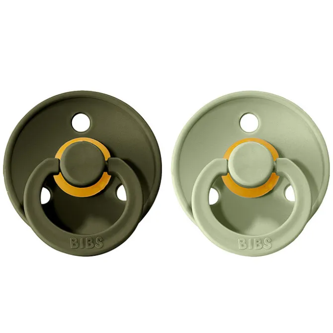 Bibs Lot de 2 Sucettes Rondes Colour Sage & Hunter Green - 6/18 Mois