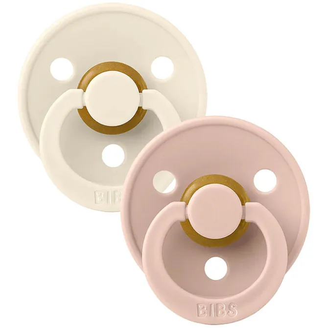 Bibs Lot de 2 Sucettes Rondes Colour Ivory & Blush - 6/18 Mois