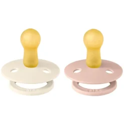Bibs Lot de 2 Sucettes Rondes Colour Ivory & Blush - 6/18 Mois