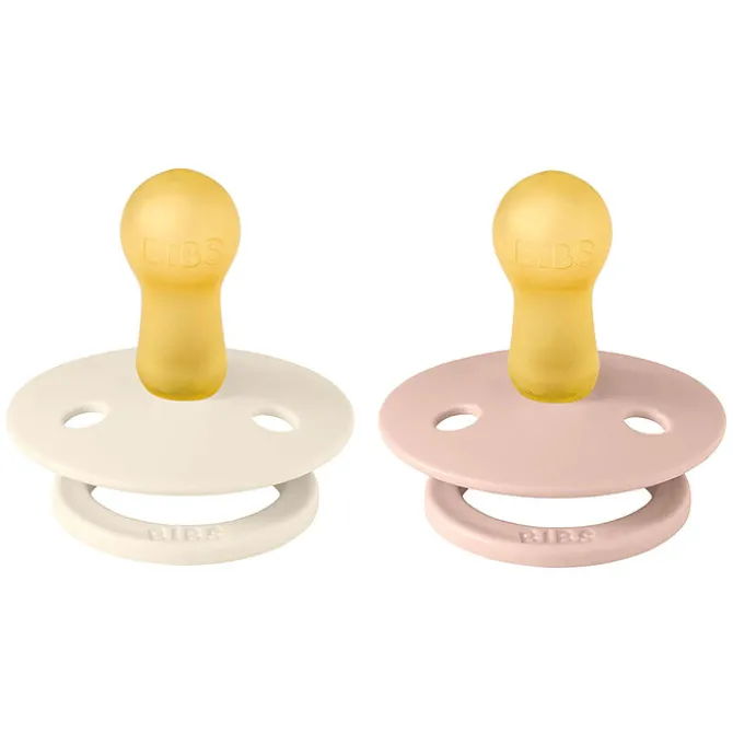 Bibs Lot de 2 Sucettes Rondes Colour Ivory & Blush - 6/18 Mois