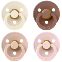 Bibs Lot de 4 Sucettes Rondes Colour Ivory Blush Woodhuck & Blossom - 0/6 Mois