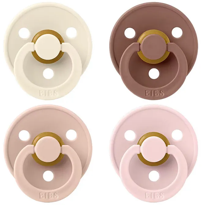 Bibs Lot de 4 Sucettes Rondes Colour Ivory Blush Woodhuck & Blossom - 0/6 Mois