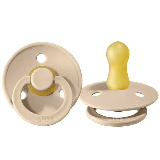 Bibs Lot de 2 Sucettes Rondes Colour Vanilla & Blush - 0/6 Mois