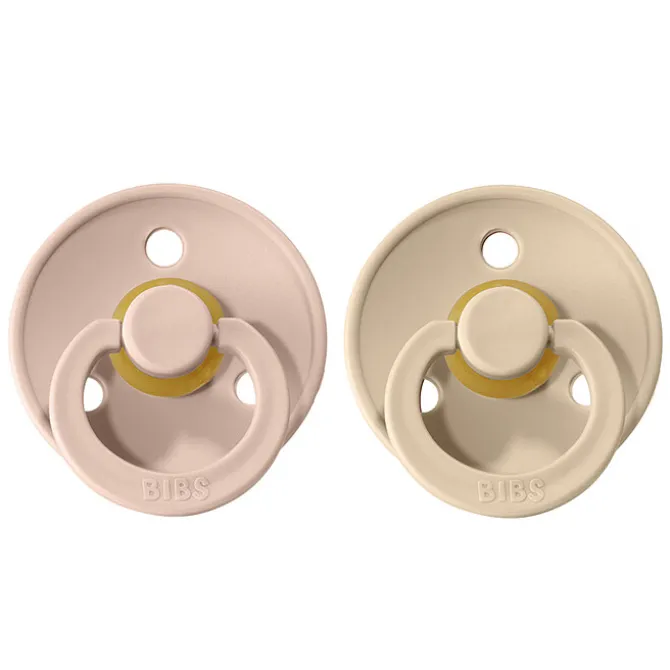 Bibs Lot de 2 Sucettes Rondes Colour Vanilla & Blush - 0/6 Mois