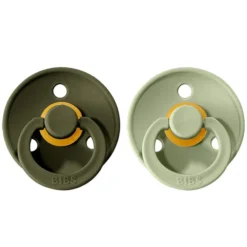 Bibs Lot de 2 Sucettes Rondes Colour Sage & Hunter Green - 0/6 Mois