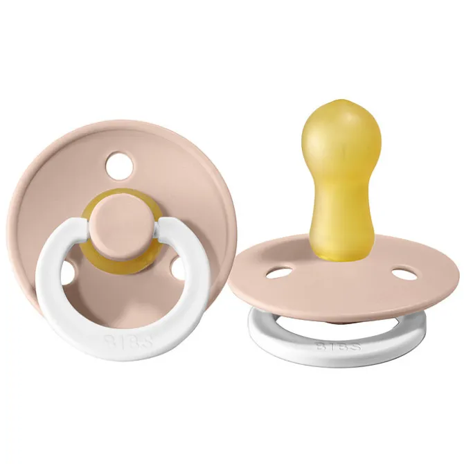 Bibs Lot de 2 Sucettes Rondes Night Colour Blush & Vanilla - 6/18 Mois