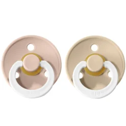 Bibs Lot de 2 Sucettes Rondes Night Colour Blush & Vanilla - 6/18 Mois