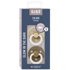 Bibs Lot de 2 Sucettes Rondes Night Colour Dark Oak & Vanilla - 0/6 Mois
