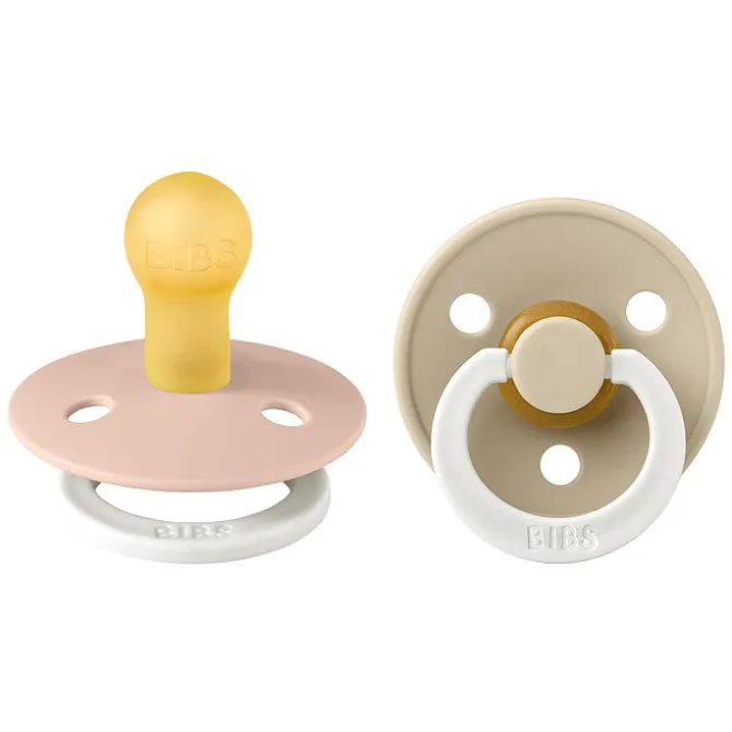Bibs Lot de 2 Sucettes Rondes Night Colour Blush & Vanilla - 0/6 Mois