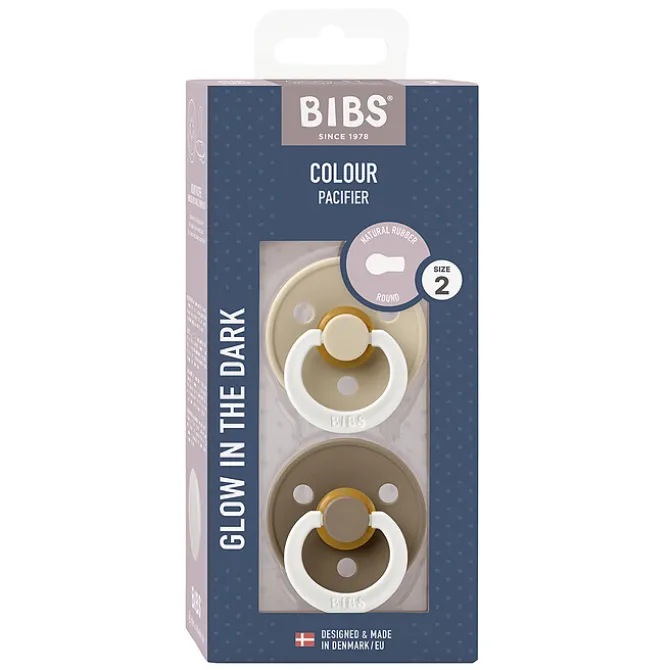 Bibs Lot de 2 Sucettes Rondes Night Dark Oak & Vanilla - 6/18 Mois