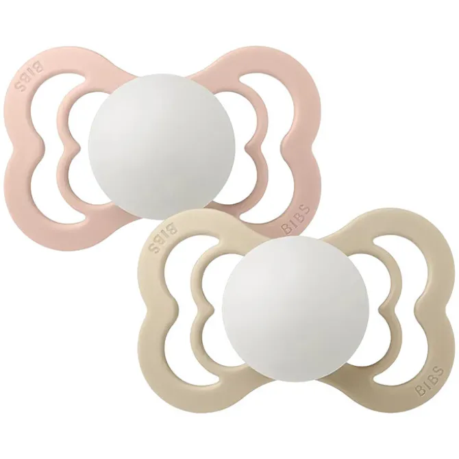 Bibs Lot de 2 Sucettes Symétriques Suprême Glow Blush & Vanilla - 6/18 Mois
