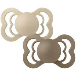 Bibs Lot de 2 Sucettes Symétriques Suprême Vanilla & Dark Oak - 0/6 Mois