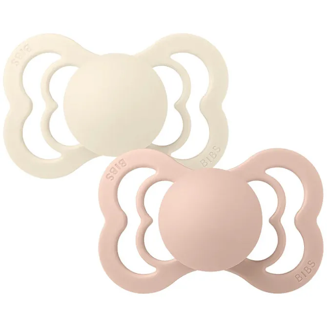 Bibs Lot de 2 Sucettes Symétriques Suprême Ivory & Blush - 0/6 Mois