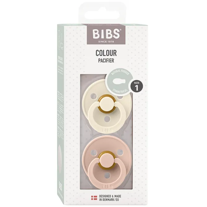 Bibs Lot de 2 Sucettes Symétriques Colour Ivory & Blush - 0/6 Mois