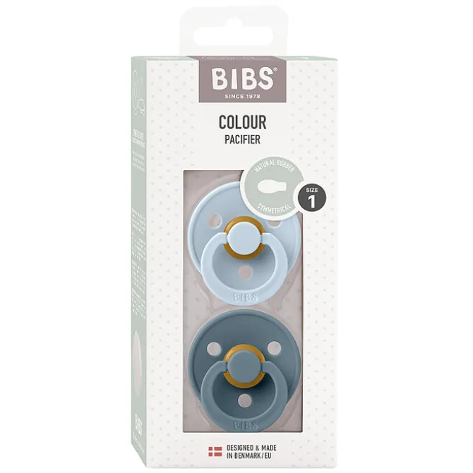 Bibs Lot de 2 Sucettes Symétriques Colour Baby Blue & Petrol - 0/6 Mois