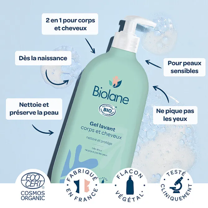 Biolane Gel Lavant Corps et Cheveux Biologique - 500 ml