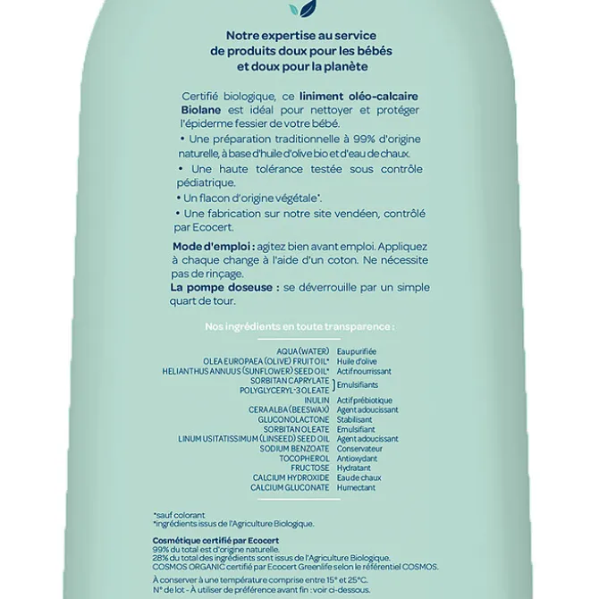 Biolane Liniment Oléo-calcaire Biologique - 500 ml