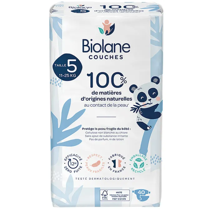 Biolane Lot de 40 Couches Ecologiques - T5