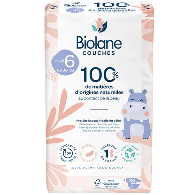 Biolane Lot de 34 Couches Jumbo - T6
