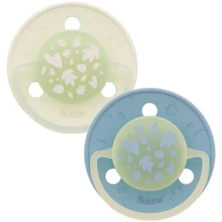 Biolane Lot de 2 Sucettes Rondes Nuit Bleu et Beige - 6 Mois +