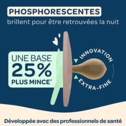 Biolane Lot de 2 Sucettes Rondes Nuit Beige Clair et Marron - 0/6 Mois
