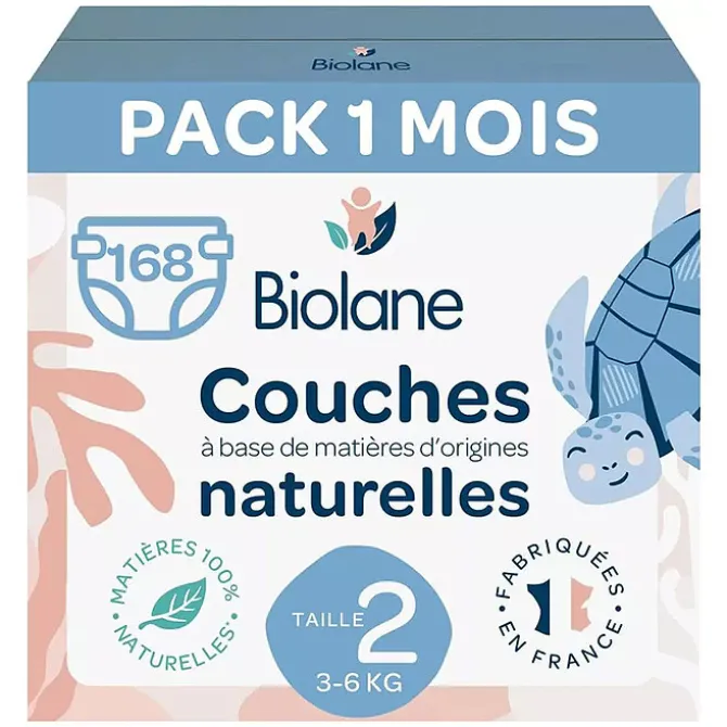 Biolane Pack 1 Mois de 168 Couches Ecologiques - T2