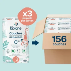 Biolane Pack 1 Mois de 156 Couches Ecologiques - T3